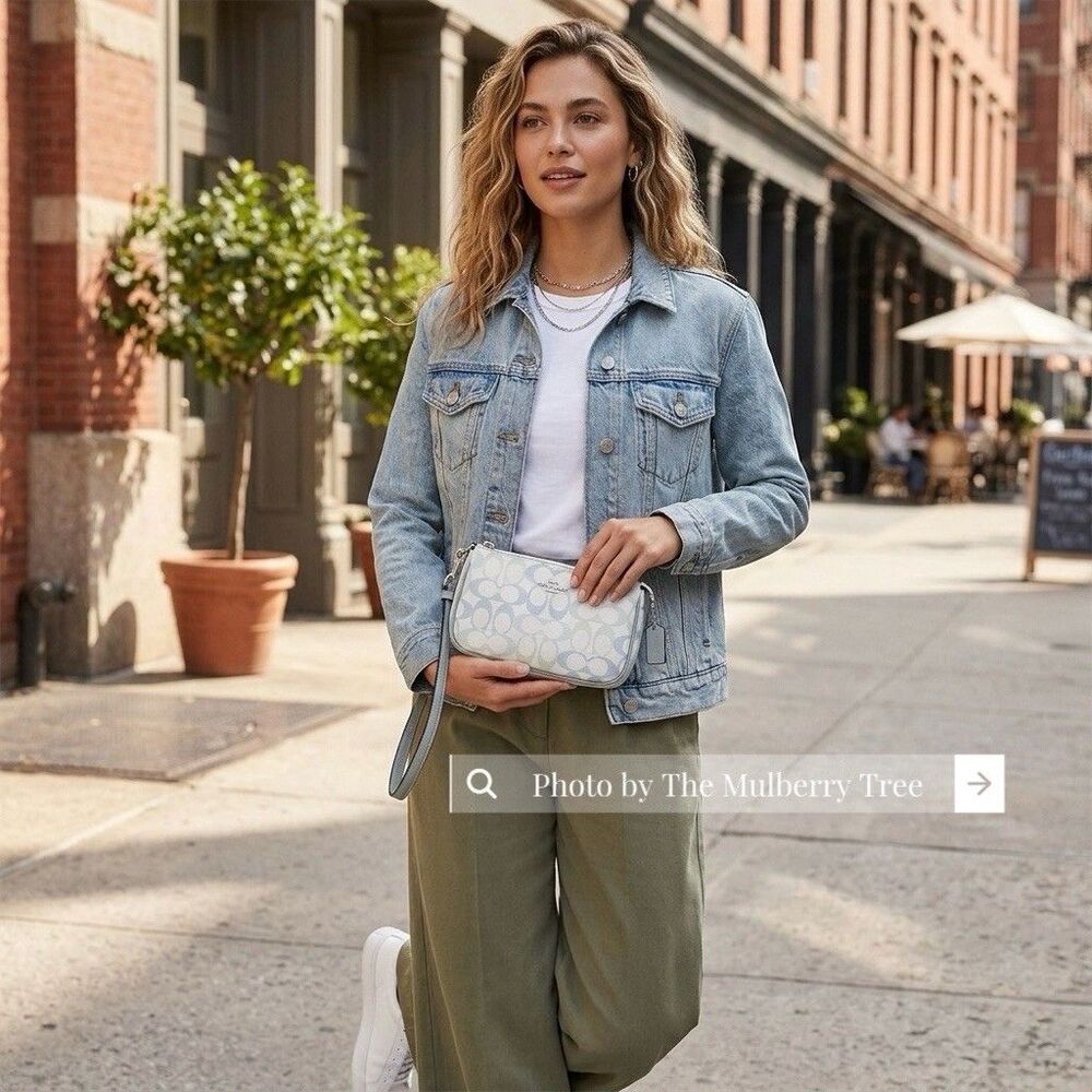 Coach CDW29 Nolita 19 In Pretty Signature Canvas Chalk Blue Wristlet Purse Bag - Picture 8 of 8